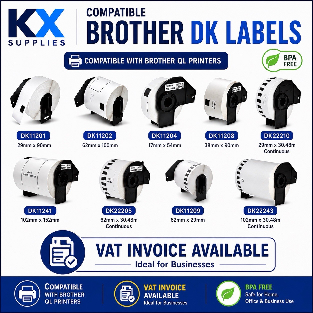 DK Label Fits Brother QL500 QL560 QL600 QL700 QL800 QL1050 QL1100 ...