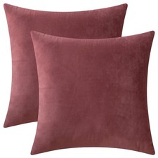 Rythome 2 Velvet Throw Pillow Covers for Couch/Bed - 18"x18", Mauve Dusk