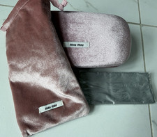 New MIU MIU Glasses Case Pink Velvet Pouch Sunglasses Case w/ Cloth Authentic