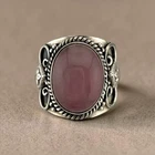 Vintage Sterling Silver Rose Quartz Boho Style Statement Ring Size 9.25