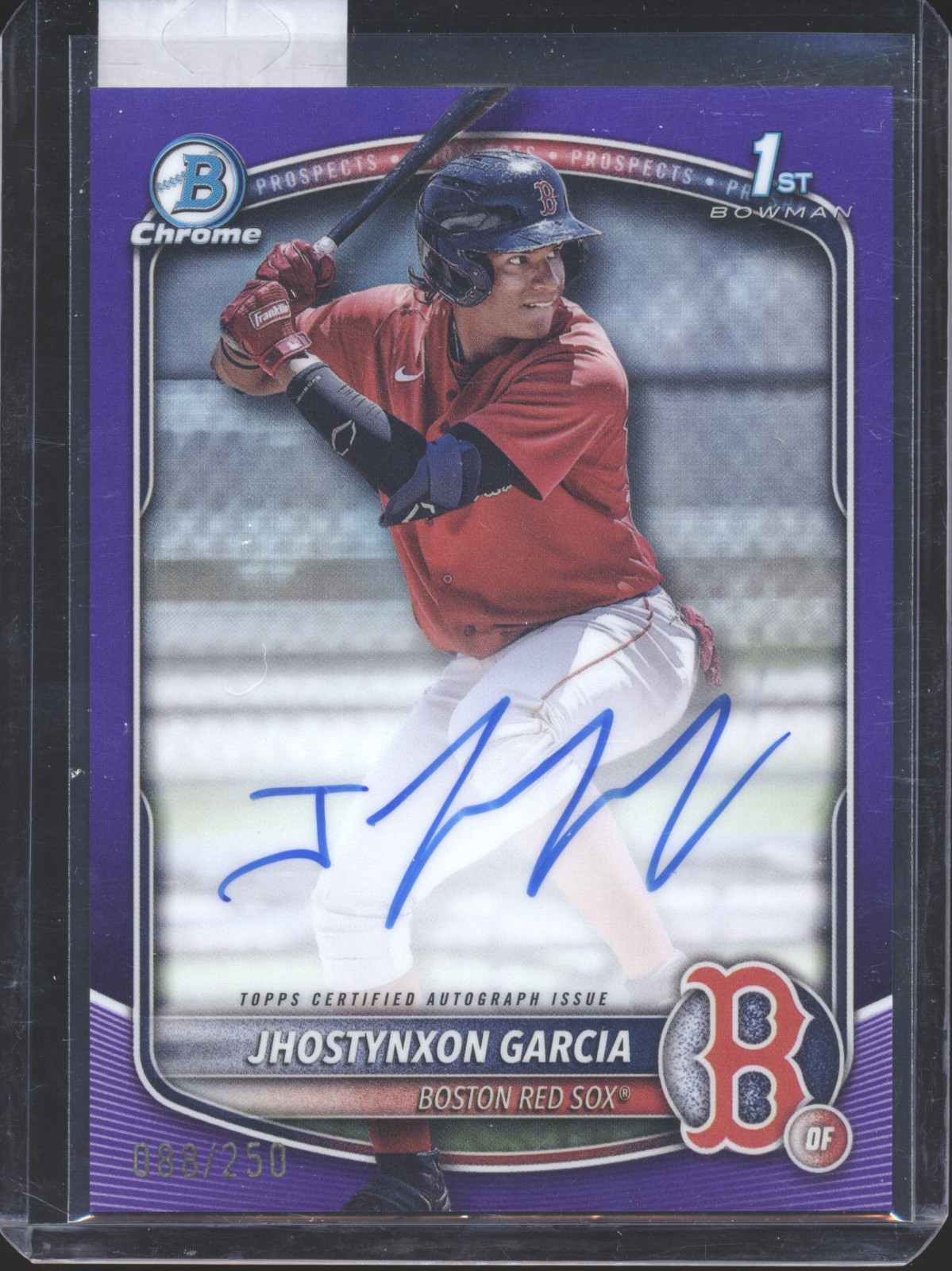 Jhostynxon Garcia 2025 Bowman #CPA-JGA Purple Refractor Chrome Auto 1st RC /250