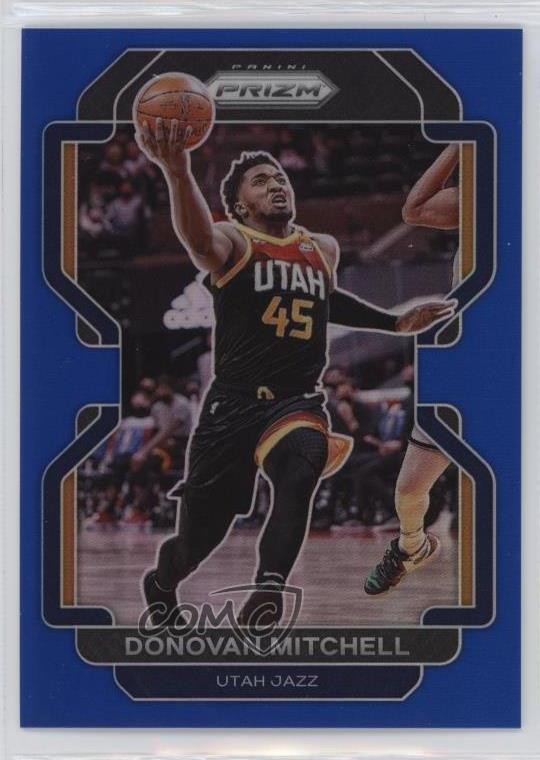 2021-22 Panini Prizm Blue Prizm 54/199 Donovan Mitchell #72 14cm
