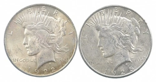 1922 & 1925 & Peace Silver Dollar $1 Bullion Collection Lot *911