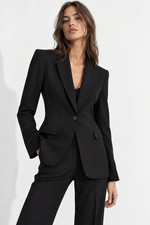 Anne Klein Women  s Blazer Size 10 Black Single Button Tailored Career Jacket NWT