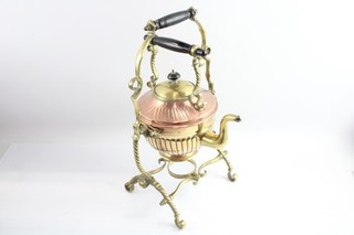 Copper & Brass Kettle Teapot w/ Stand Arts & Crafts Vintage Spirit Kettle 2158g