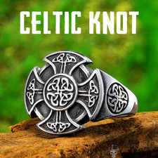 Sculpt Rings  Celtic Knot Cross Ring Stainless Steel- Gothic Steel Band