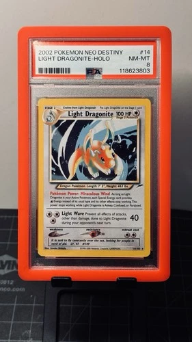 2000 Pokemon Neo Destiny Light Dragonite Holo  14/105 PSA 8