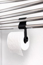 Over Radiator Toilet Roll Holder Black No Drill Towel Rail Bathroom Clip