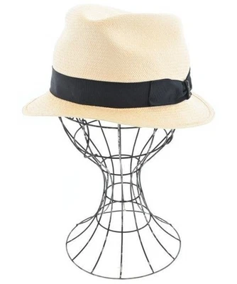 Chapeau de paille Borsalino beige noir homme fabriqué en Italie bord large... - Photo 1/3