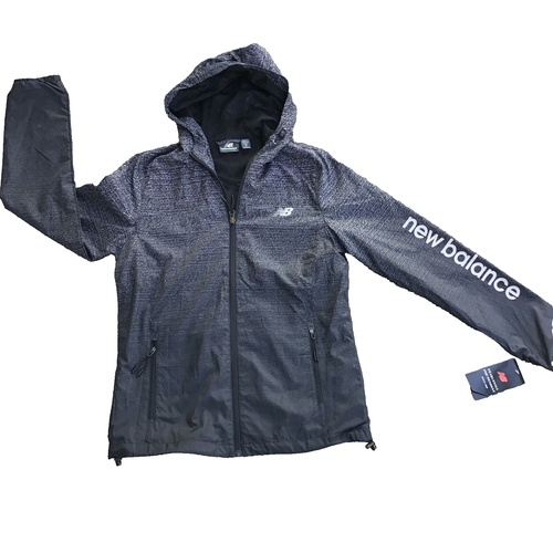 New Balance Water Resistant Fabric Hooded Wind Breaker Jacket Small New Black - Picture 1 of 9