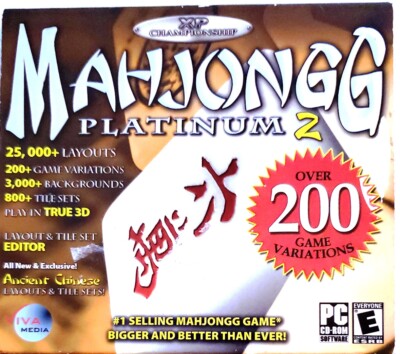 Mahjongg Platinum 2 ''XP Championship'' PC CD-Rom ~ 200 Game Variations