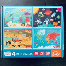 NWT Chuckle & Roar Kids 4 Pack Puzzle Set | Ocean Safari Animal Space World Map