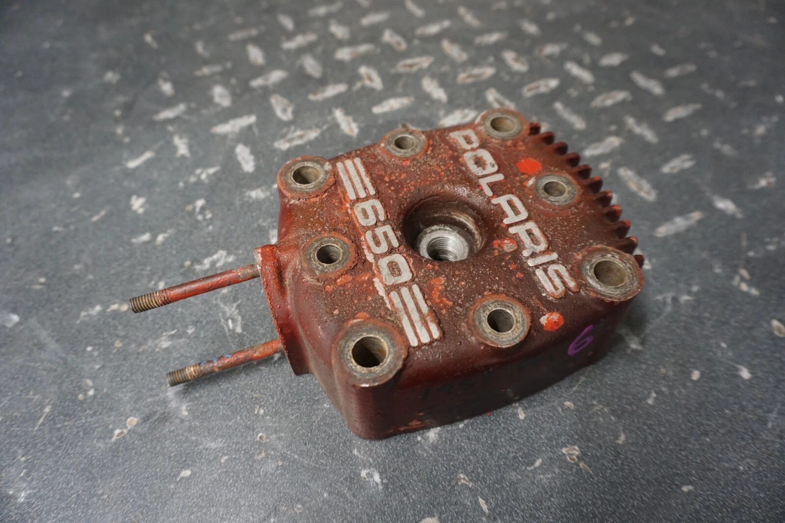 1988-1990 Polaris OEM Engine Motor Cylinder Head Red NOR Fin Classic SWE 500 650