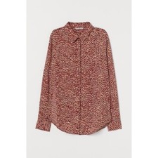 H M Dark Red Leopard Print Blouse 0