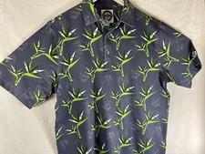 Snazzy Golf Hawaiian Aloha Blue Birth Of Paradise Large Polyester w/Free ship