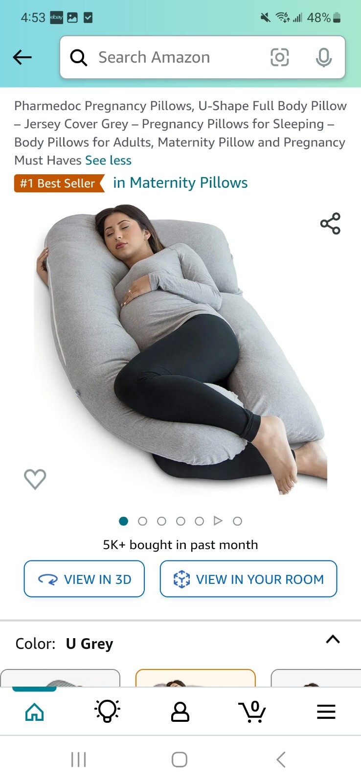 SEE NOTES Pharmedoc PMDUBPJC Pregnancy U Shape Full Body Pillow