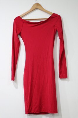 Kookai Hot Pink Bodycon Dress Size 1 Wide V-Neck Crossover Long Sleeve Good  Cond | eBay UK