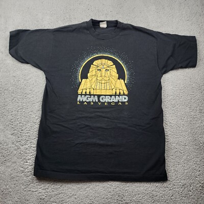 Vintage MGM Grand Shirt Mens XL Single Stitch Lion Black Gold  1993 Las Vegas