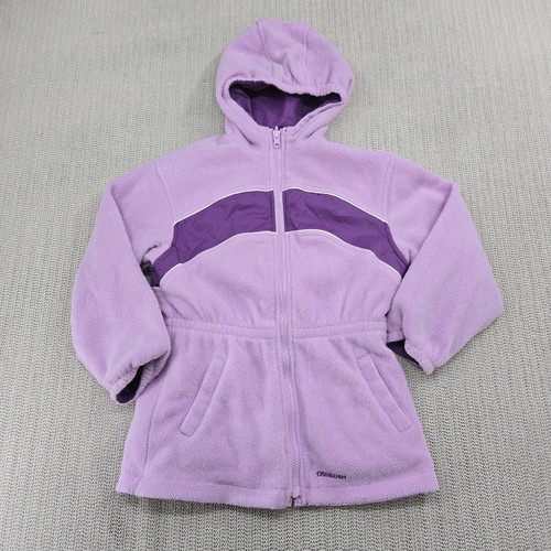 Vtg Osh Kosh Parka Jacket Girls 6 Purple Reversible Fleece Hooded Full Zip Y2K - Picture 9 of 15