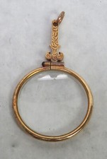 WONDERFUL VICTORIAN GOLD CHATELAINE 2.5" MAGNIFYING GLASS