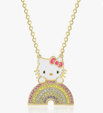Hello Kitty Sanrio Womens Crystal Rainbow Necklace 18" Official License, Flash P