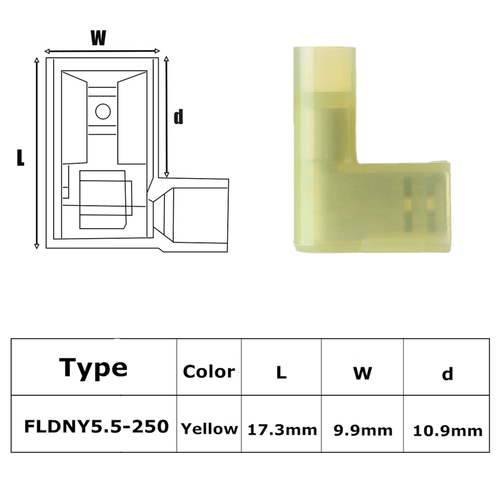 Insulated Flag Terminal Connectors Crimp On Right Angle Terminals Connector 90° - Picture 12 of 16