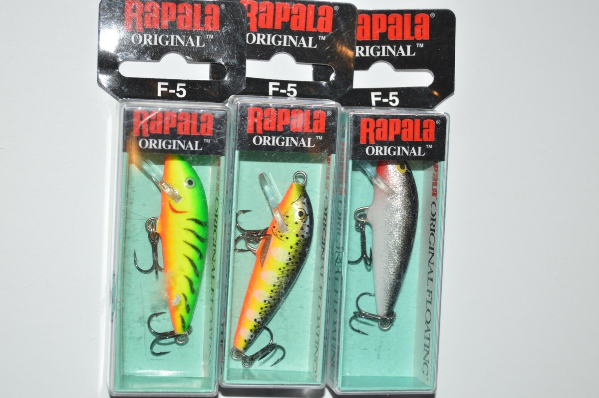 Lot De 3 Leurres Rapala Original F-5 F05 - 1/16oz - Couleurs Multiples - Neufs