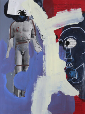 Jerome Gastaldi (American 20-21st Century) Mixed Media Painting, Abstract Figure