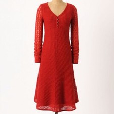 New! XS Anthropologie Sparrow Red Sweater 'Alamosa Dress' Wool Blend