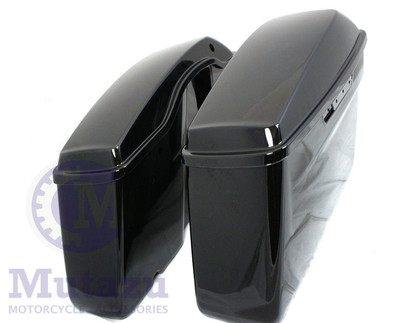 Mutazu Vivid Black Hard bags Saddlebags for 2014-up Harley Touring