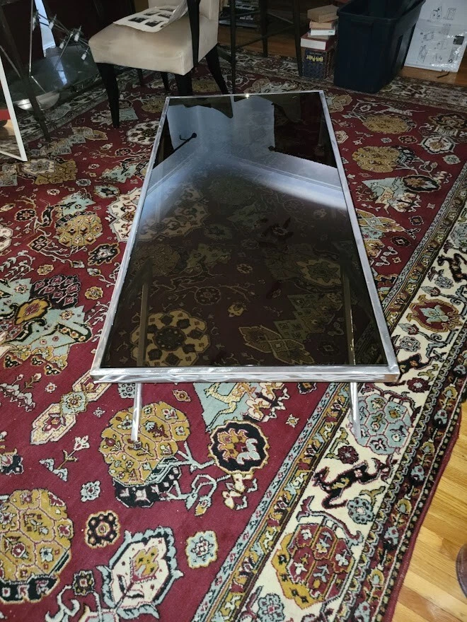 MESA DE CENTRO ACERO Y CRISTAL-TIENE CRISTAL BRONCE TEMPLADO 1/2" Foto 2 de 3