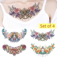 Set of 4- Waterproof Temporary Tattoo Stickers For Chest  Abdomen Waist Body Art