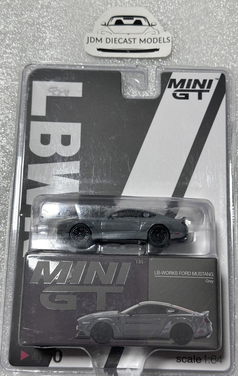 Mini GT #470 LB-WORKS Ford Mustang GT Grey Liberty Walk Blister