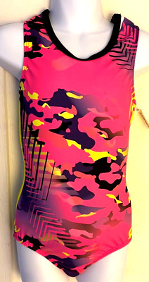 GK CAMO POP CHILD SMALL SPORTY TANK GYMNASTICS DANCE TANK LEOTARD Sz CS NWT!