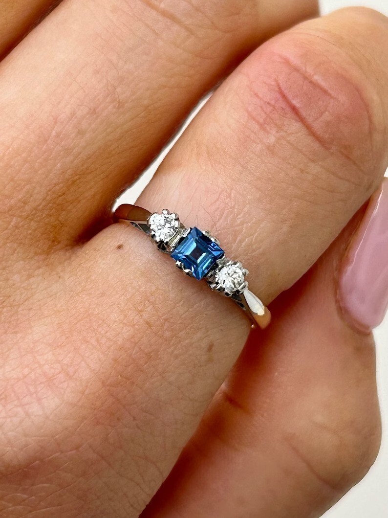 Handmade African Blue Sapphire Dainty Engagement Ring for Women-image