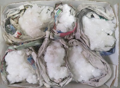 6 pc Aragonite/Calcite Specimen Flat Buena Tierra Mine Santa Eulalia Chih MX
