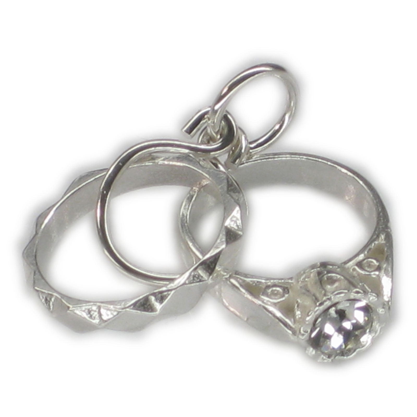 Stylish .925 Sterling Silver Wedding and Engagement Rings Love Charm