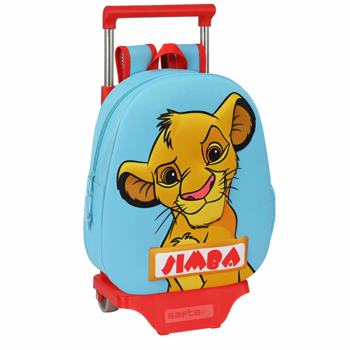 Trolley per la Scuola 3D The Lion King Simba Rosso Azzurro Chiaro (28 x 10 x 67