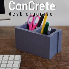 Mini Cinderblock Desk Organizer Pen Holder Minimalist Office Decor Industrial