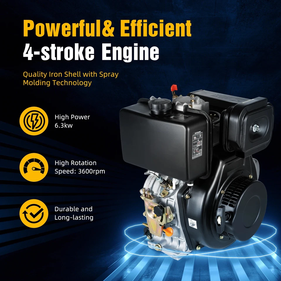 4-Stroke 10HP Industrial Diesel Engine 418CC 186FA Air Cooling Single-Cylinder - Image 2 of 4
