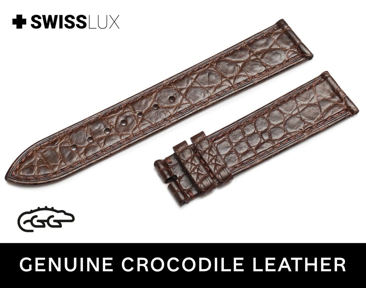 Crocodile Alligator Leather For OMEGA Watch Brown Strap Band