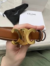CELINE women's belt classic in genuine calfskin brown color, medium 