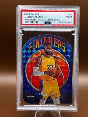 2024 Topps Finest LeBron James Finishers Blue - PSA 9 #23/75 Jersey Number JSY#