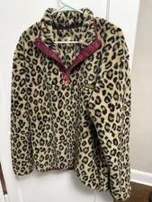 Kapital Leopard-Pattern Fleece Snap T Pullover Size 4/XL