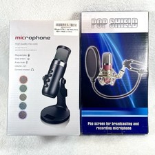 Desktop USB Microphone High Quality Mic Core Podcast Studio Pop Shield Screen