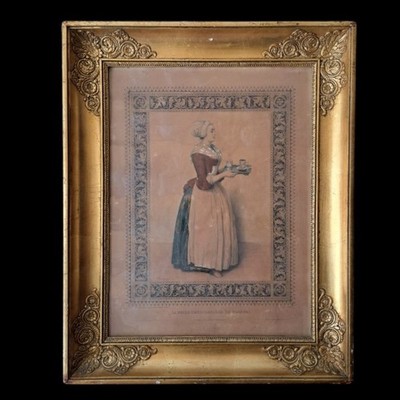 Vintage The Chocolate Girl (La Belle Chocolatière) print gilded frame