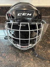 CCM Hockey HT50 Black Ice Hockey Youth Helmet With Mask & Chin strap Size M🏒