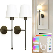 Battery Operated Wall Sconce Set of 2, Wireless Wall Sconce with Rechargeable Bu