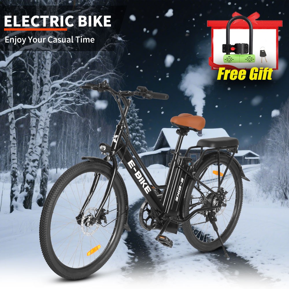 26'' Fat Tire Electric Bike,750W Mountain Bicycle Li-Battery for Adults Ebike