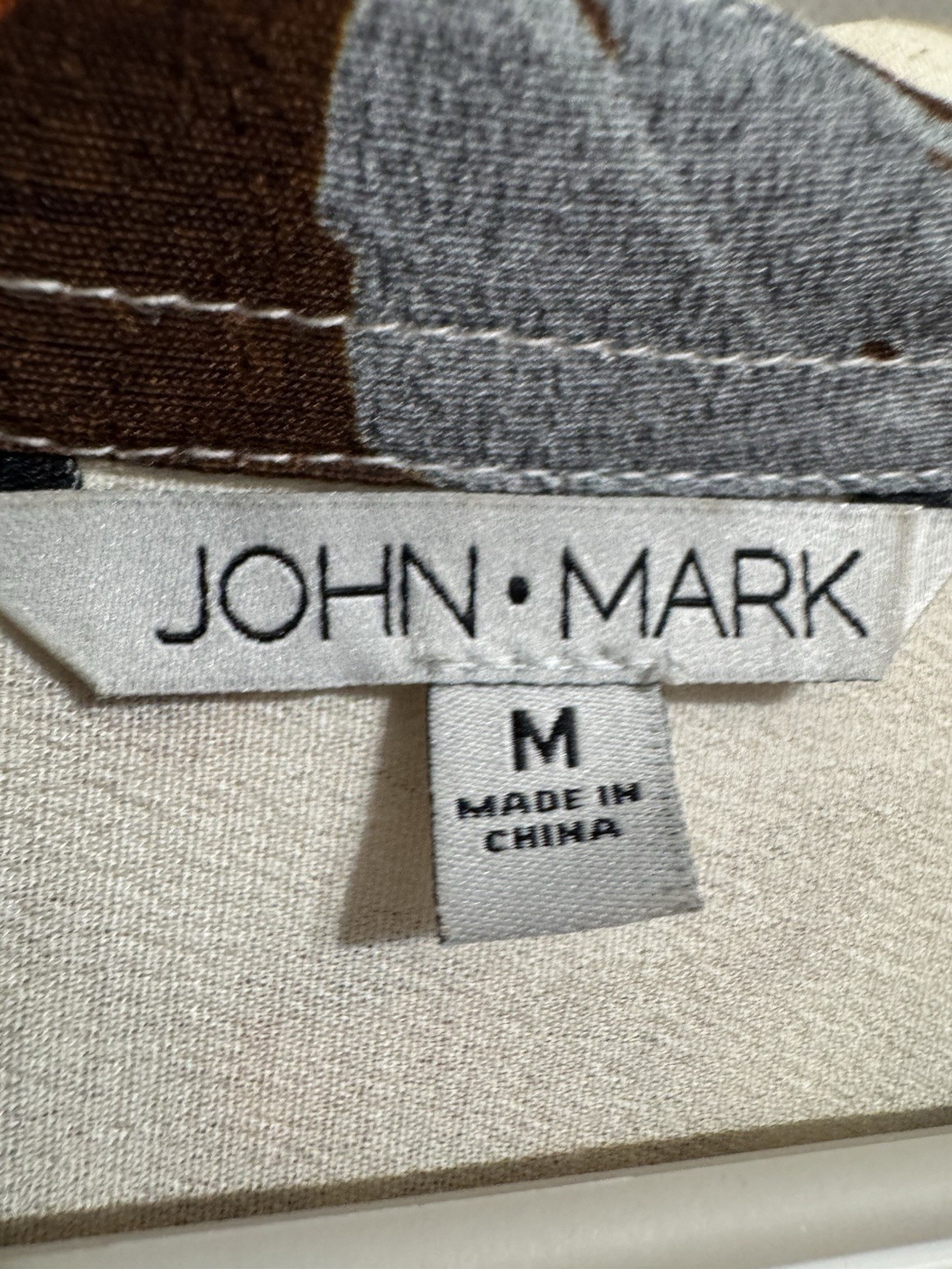 John Mark Size Medium Button Embroidered Shirt Be… - image 2